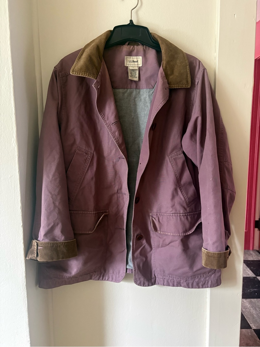 L.L. Bean Barn Coat with Brown Corduroy Collar